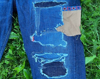 Vintage 1990's Polo Ralph Lauren Patchwork Distressed Patched