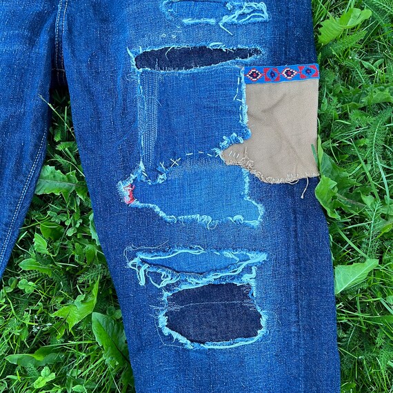 Vintage 1990's Polo Ralph Lauren Patchwork Distressed Patched