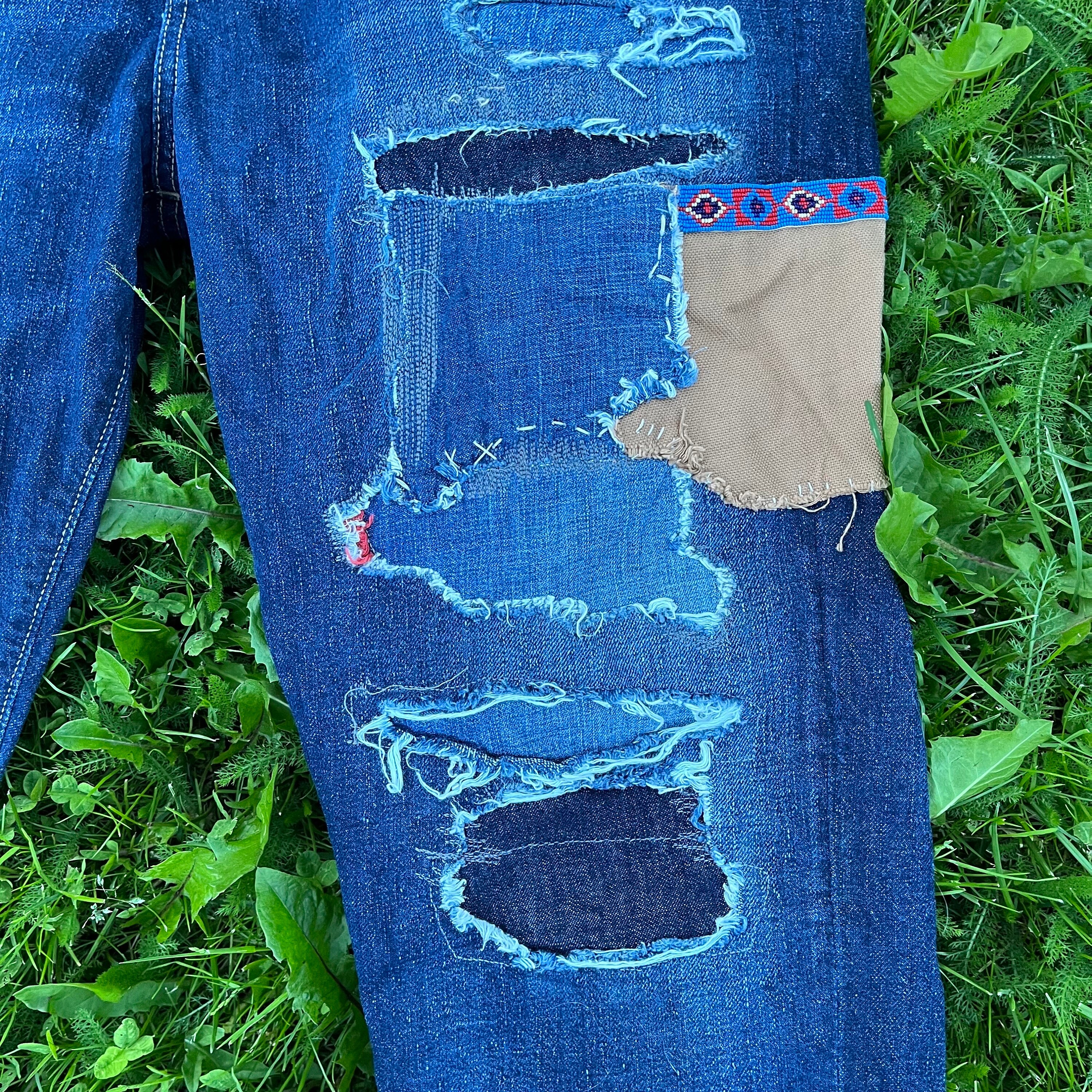 Vintage 1990's Polo Ralph Lauren Patchwork Distressed Patched