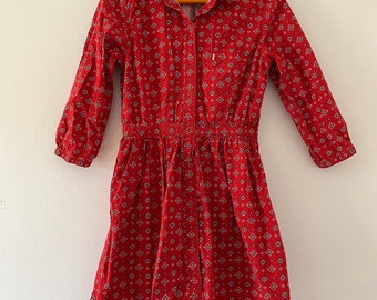 Vintage Levis Western Inspired Cowgirl Red Bandana Shirt Dress Romper size Medium Y2K Fashion Yeehaw