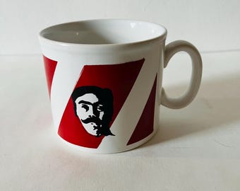 Vintage 1970's Kiln Craft Staffordshire P6.79 Ironstone Red and White Mystery Man Coffee Cup Tea Mug Made in England