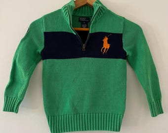 90’s RALPH LAUREN Half Zip Border Knit Polo Ralph Lauren Cotton Half Zip Sweater | Shopbop