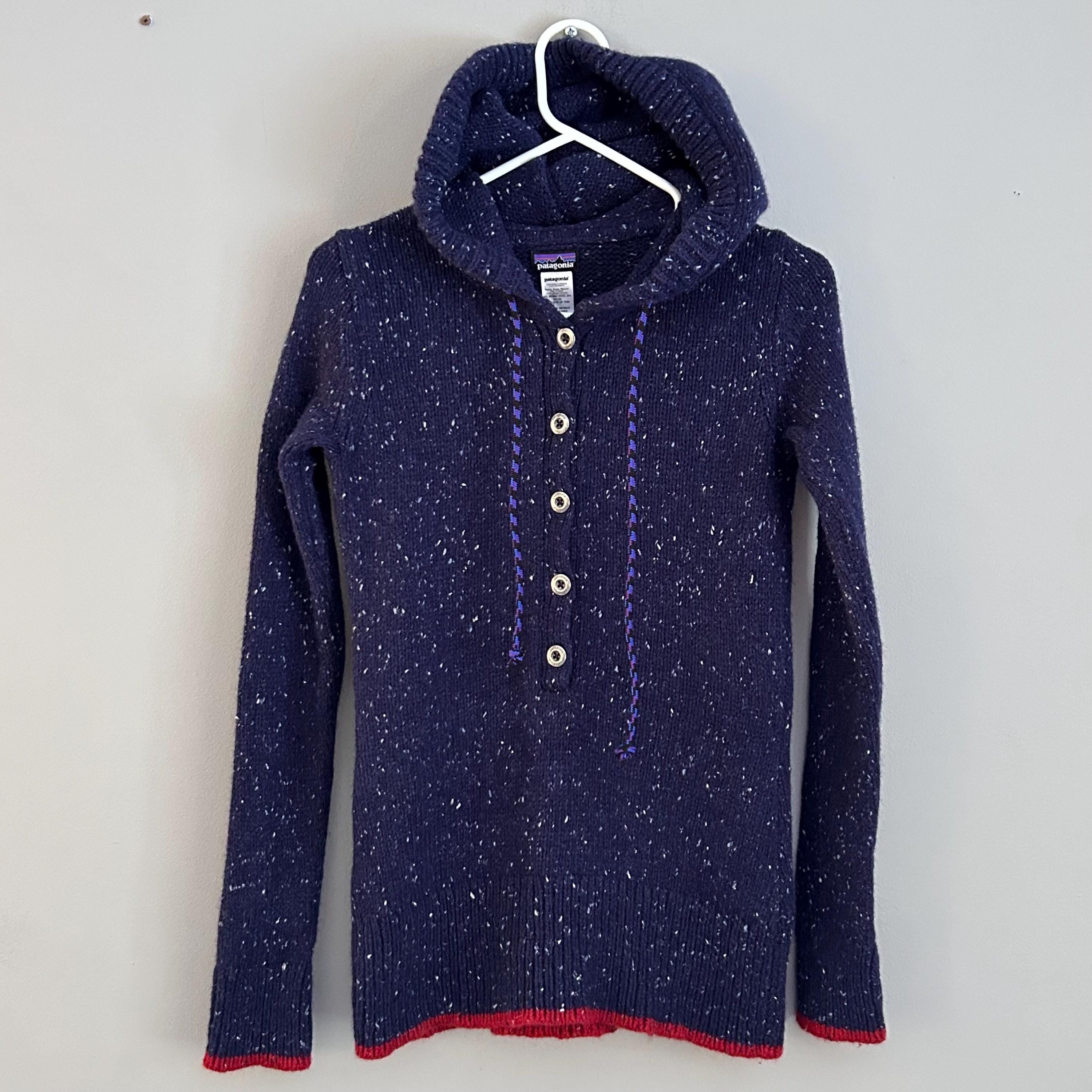PATAGONIA Long Sleeve Merino Wool Blend Hooded Pullover Knit