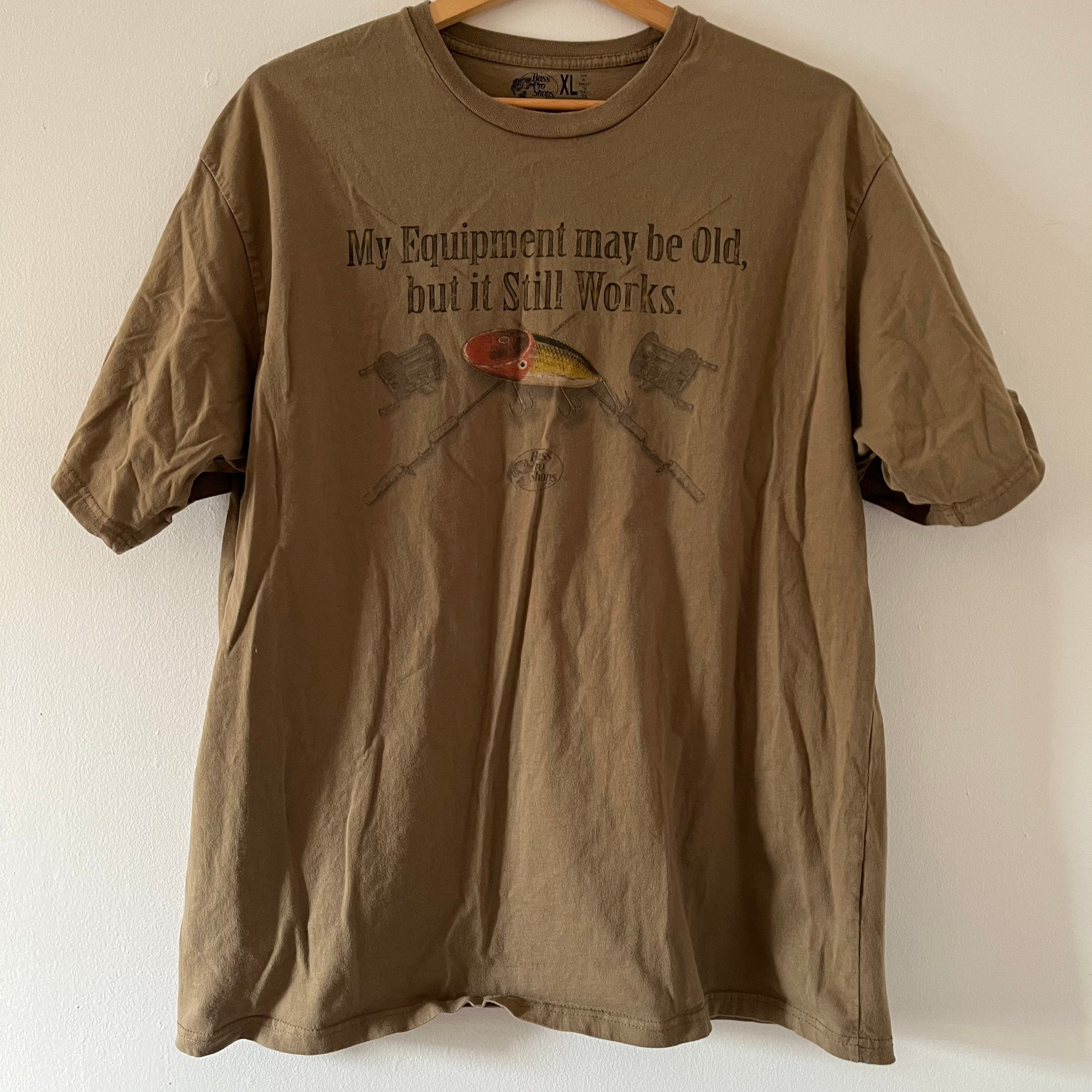 Vintage Bass Pro Tshirt My Equipment May Be Old but It Still Works Size XL  Fishing Shirt -  Canada