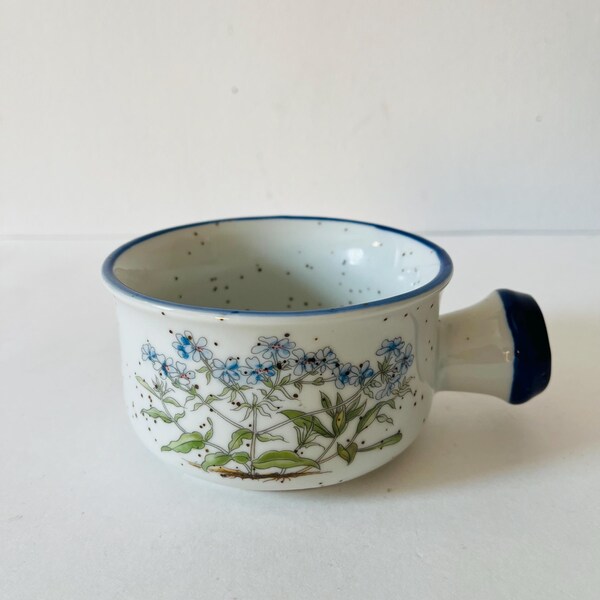 Otagiri vintage, bol à soupe floral botanique en grès moucheté, tasse à café, tasse à thé, cottagecore fabriqué au Japon