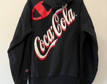 Vintage Champion Coca-cola Logo Print Sweatshirt Hoodie Size Large