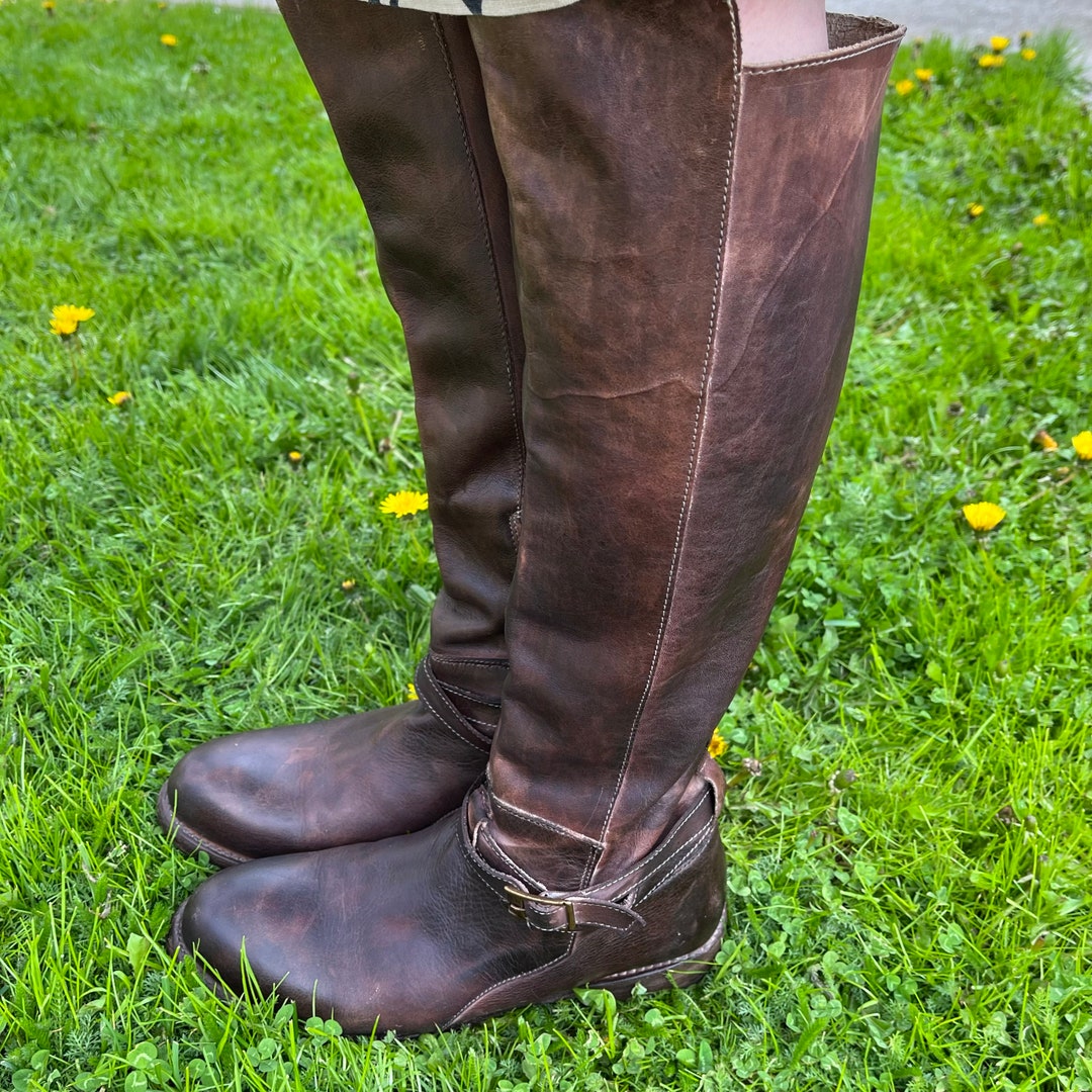 Dames Bedstu 16 Bristol Teak Boots schacht rijlaars halve rits lederen zool voering Made in Mexico Goodyear Welt maat 8 Eur 38 25 cm Etsy Nederland