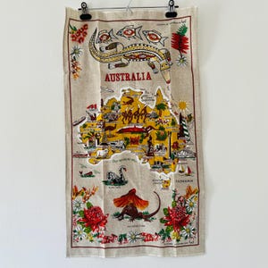 Vintage Heil Australian Linen Cotton Unused Tea Towel Dish Towel Textile Art Souvenir Towel