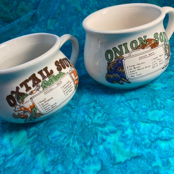 Stoneware Soup Bowl Oxtail Soup Onion Soup Mug Vintage Kitchen