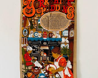 Tradycyjna ściereczka kuchenna w stylu Yorkshire Pudding, 100% bawełny, wyprodukowana w Wielkiej Brytanii przez Vista, nieużywana ściereczka kuchenna, kolekcjonerska sztuka tekstylna