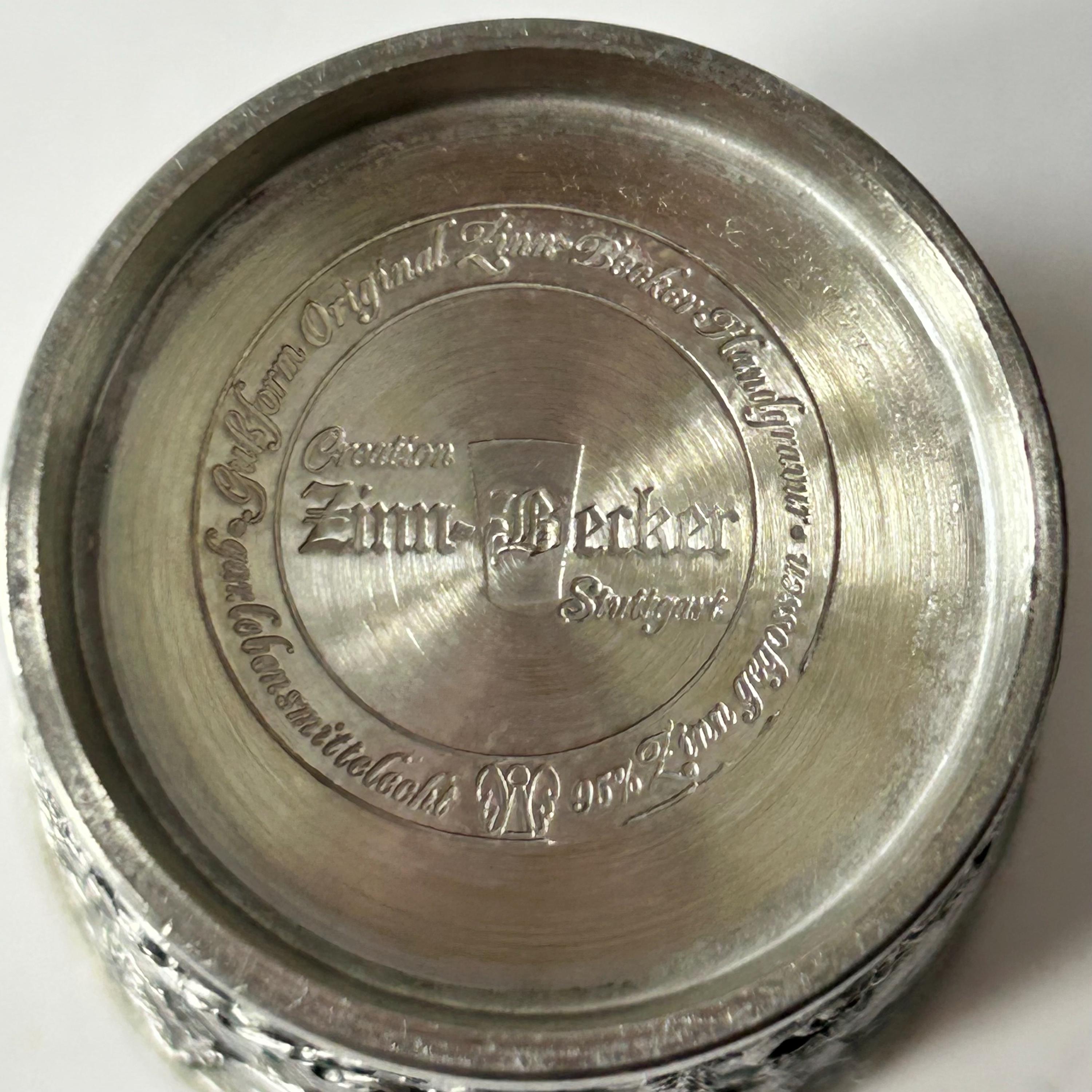 Vintage German Zinn-becker Embossed Pewter Cup Tin Wine Glass