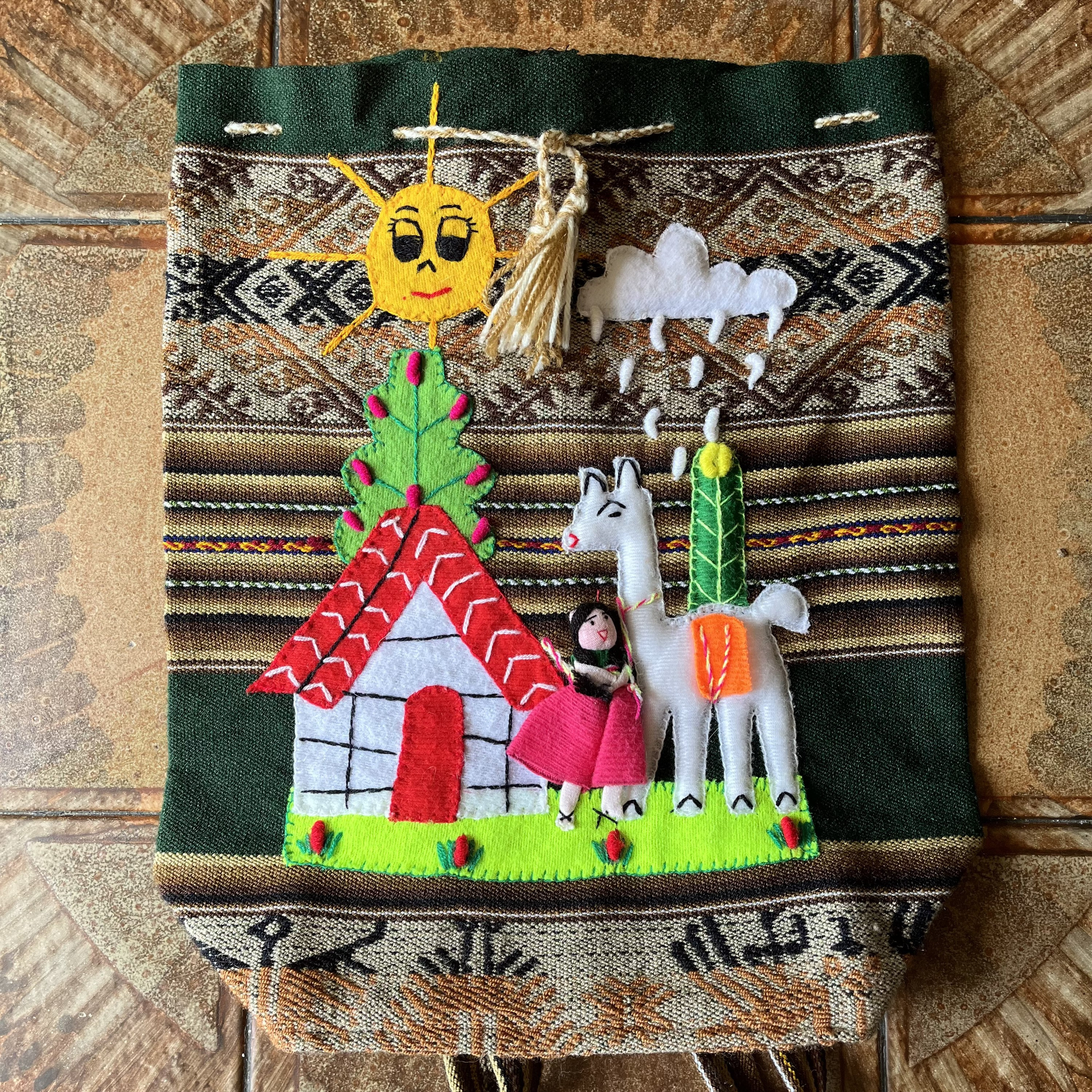 Handmade Peruvian Embroidered Backpack Alpaca Fashion | Limited Quantities with different patterns  main image 4