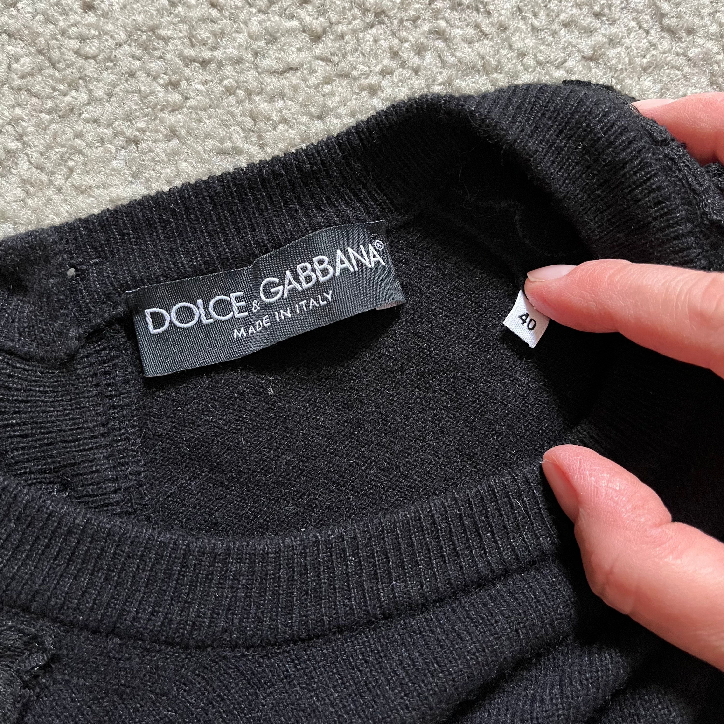 Vintage DOLCE & GABBANA Black 100% Cashmere and Lace Knit Back
