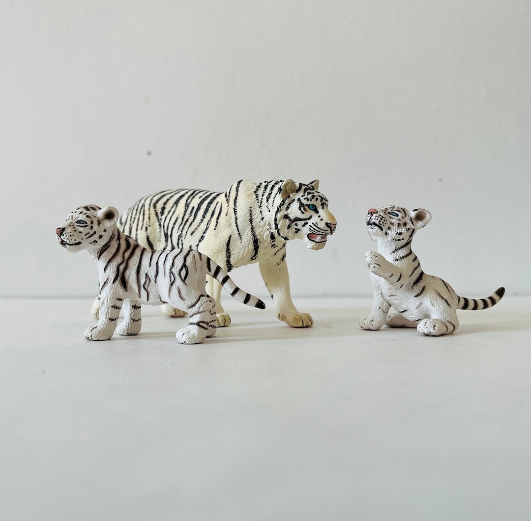 Schleich White Tiger and Cub Animal Figures Imaginary Play Animals
