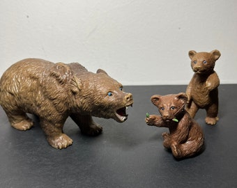 Vintage AAA Rubber Bear and Bear Cubs Model Toy Figurine Animal Figure Plastic Animals Imaginary Play Animal Figures
