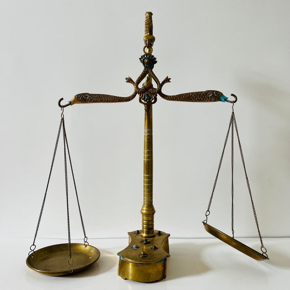 アンティーク ヴィンテージ JAL Maco Braga 天秤 真鍮 蛇紋石 薬局 秤  
