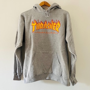 Thrasher Magazine Men&#39;s Hoodie Hooded Sweatshirt Size Medium Gray Skateboard Pullover Unisex Sweater See Description