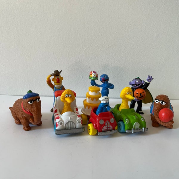 Vintage 80s Applause Sesame Street Figurines- Sesame Street Characters- PVC Figurines and Hasbro Die Cast Vehicles