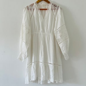Vintage Inspired White Lace Maxi Dress Cottagecore Prairiecore Size Medium