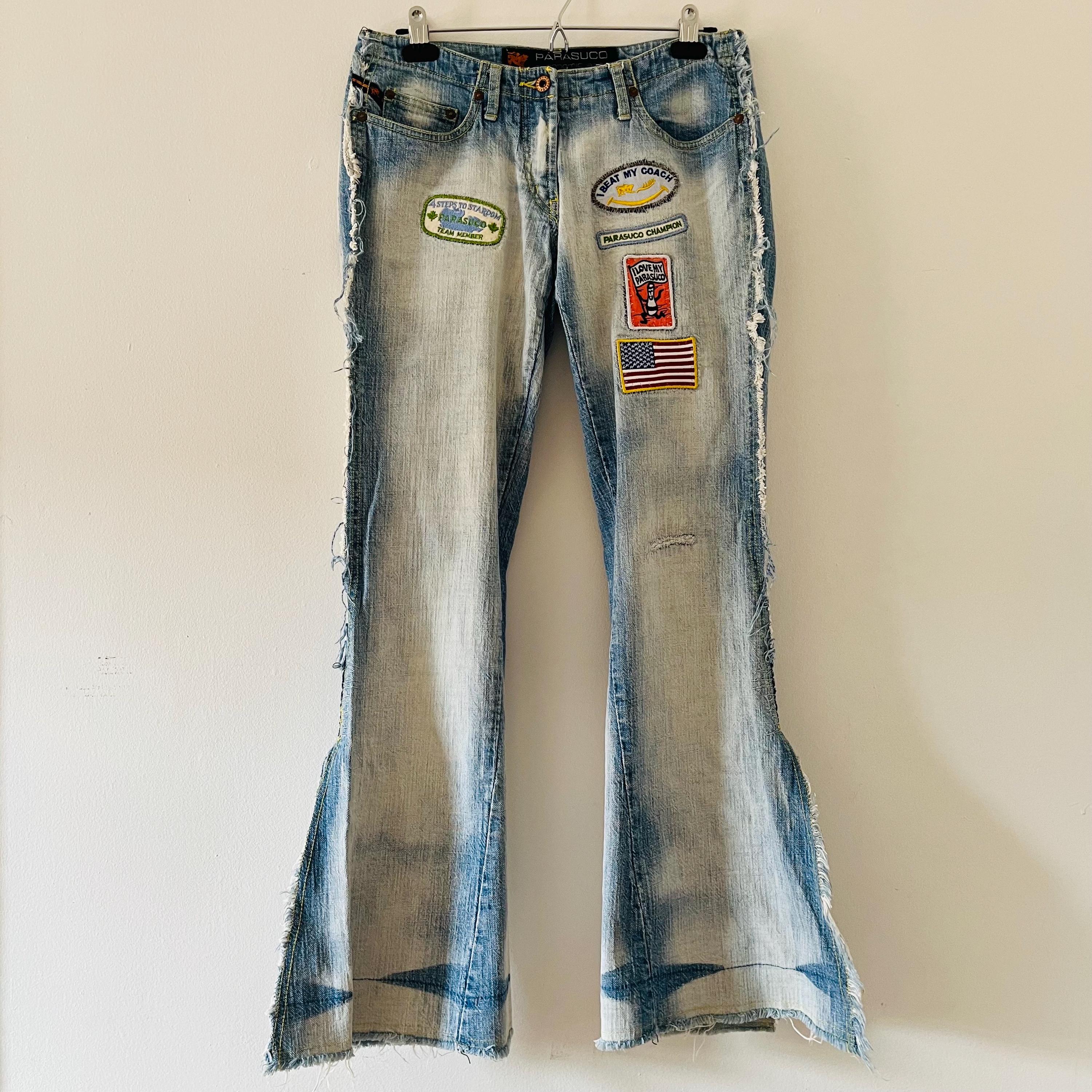 Vintage 90's Parasuco Ergonomic Wide Leg Flare Denim Jeans With Patches  Size 30 Made in Hong Hong Y2K Fashion - Etsy