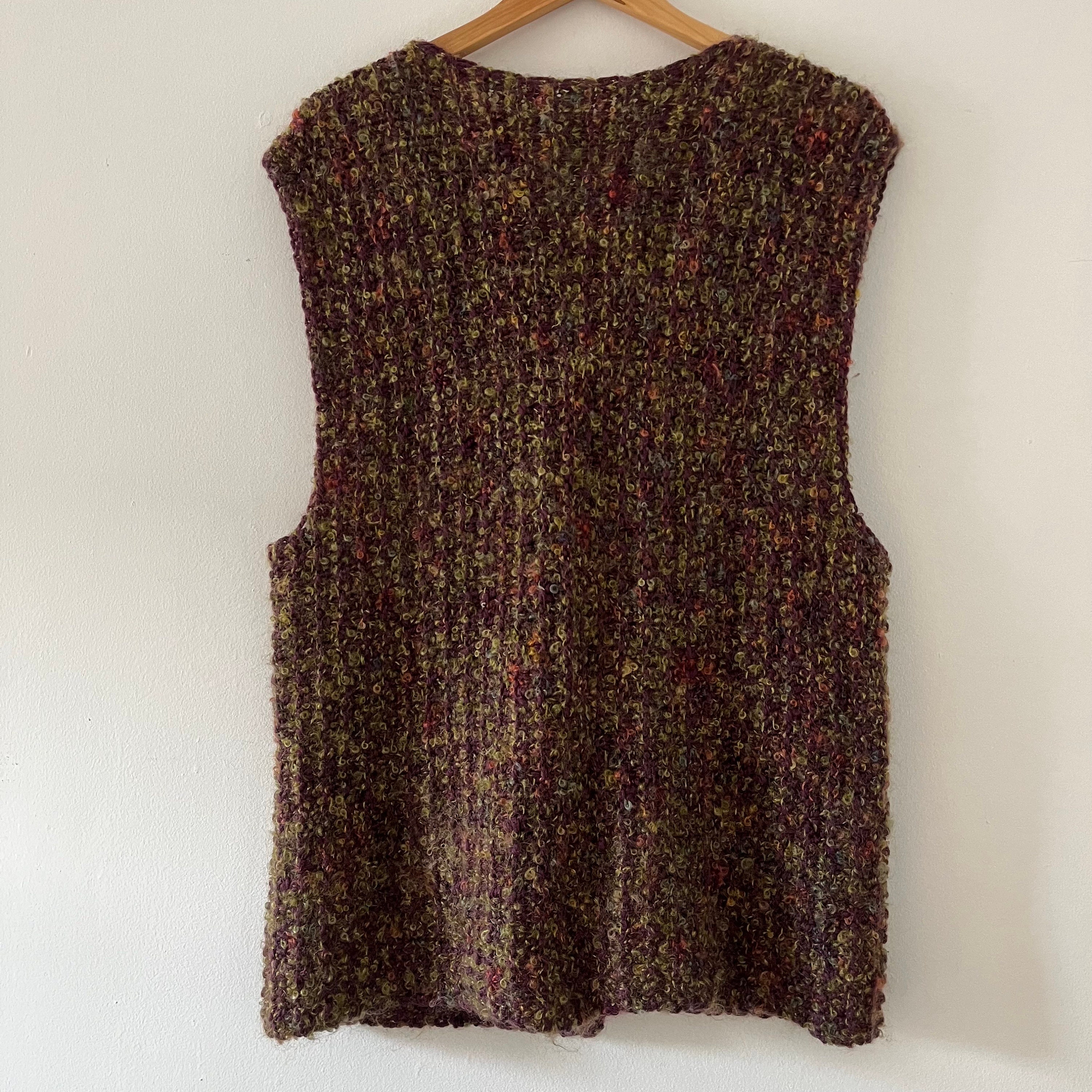 Vintage Hand Knit Hand Painted Wool and Kid Mohair Button up