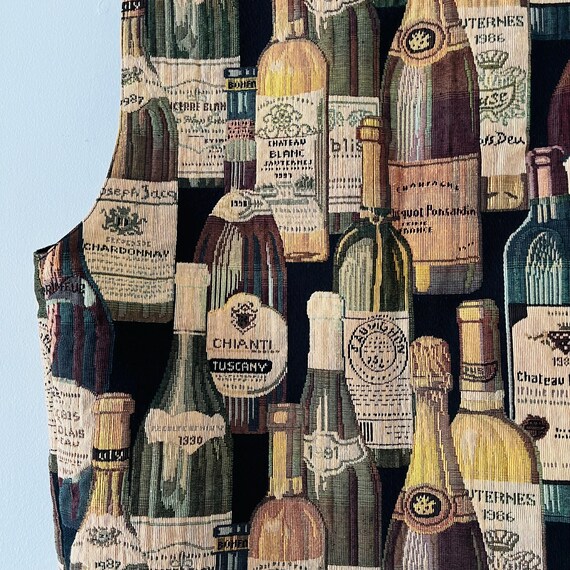 Vintage 80'sThe Arrow Collar Man Shirt Sommelier Wine Beaujolais Chianti Chardonnay Button Up Tapestry Vest Men's Size Large View 3