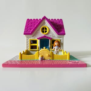 Vintage Bluebird Mattel Polly Pocket Cozy Cottage 1993 Compact with Dolls Pollyville Tiny Original Toys 90s Nostalgia