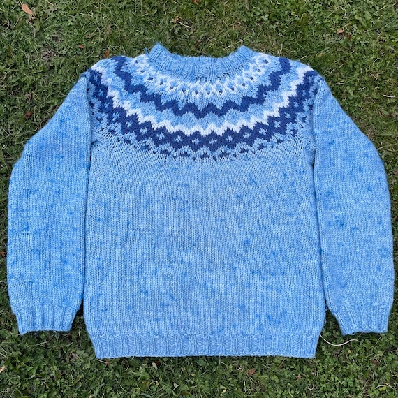 Hand Knit Wool Icelandic Sweater Winter Woolen Sw… - image 1