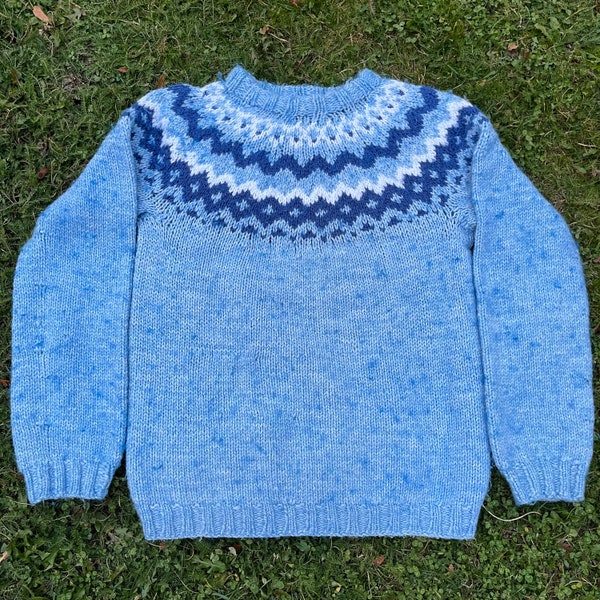 Hand Knit Wool Icelandic Sweater Winter Woolen Sweater Medium Vintage Knits Nordic Design