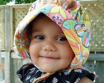 Sewfunky Sun Bonnet - Sun Hat for Baby Toddler Child - Sunshine Daydreams Sunbonnet size 3-9 months