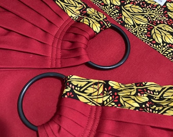 Homebirth Weigh Sling Sewfunky Designer Midwifery Weigh Sling Gold Leaf on Red Organic Cotton Twill Midwife Gift