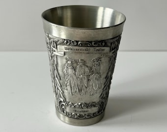 錫製 ピューター ワインバスケット ZINN ETAIN エタン Vintage German Zinn-becker Embossed Pewter Cup Tin Wine Glass