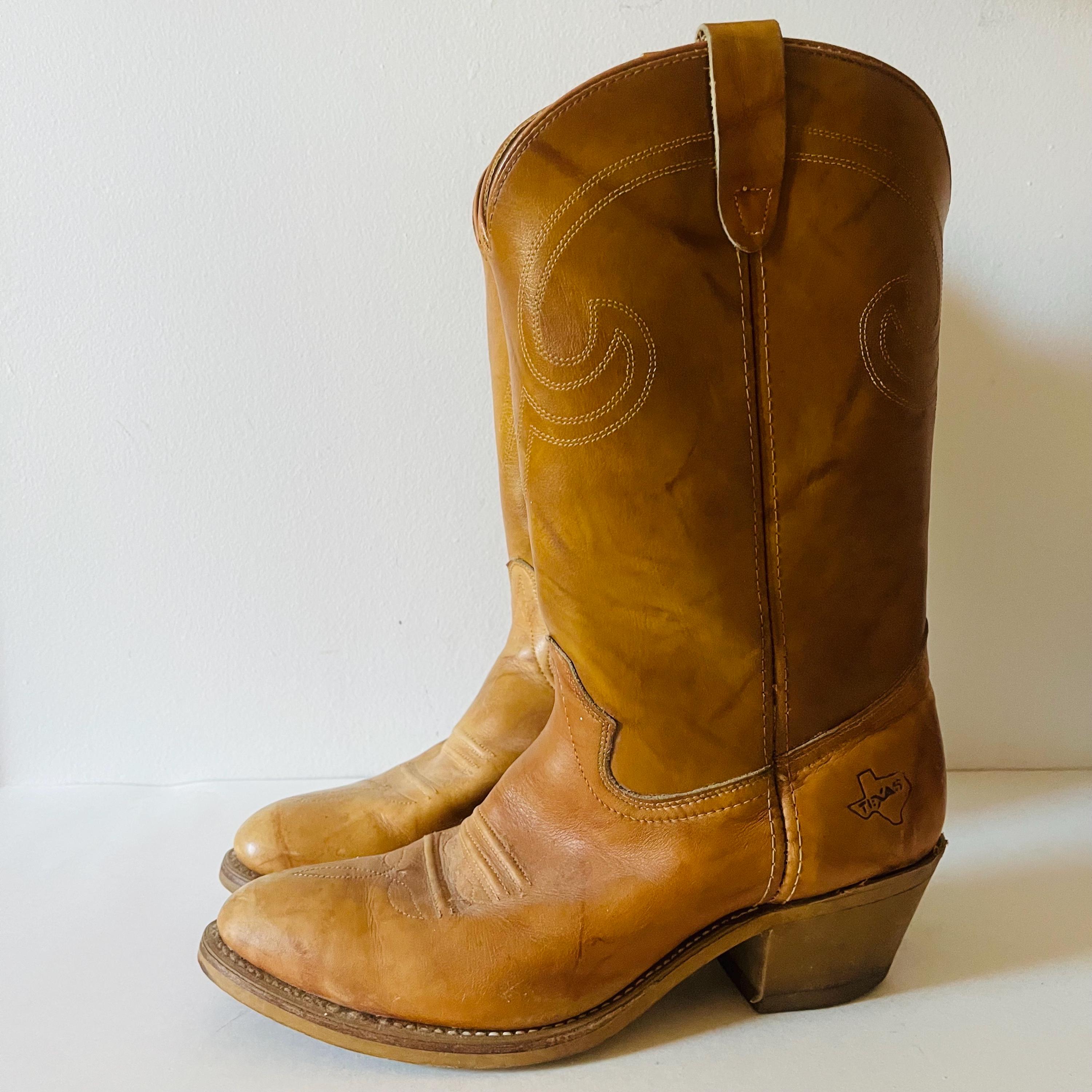 Vintage Texas All American Made Style 5404 Honey Brown Leather
