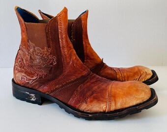 Vintage Mark Nason Brown Leather Patchwork Dragon  display picture 2