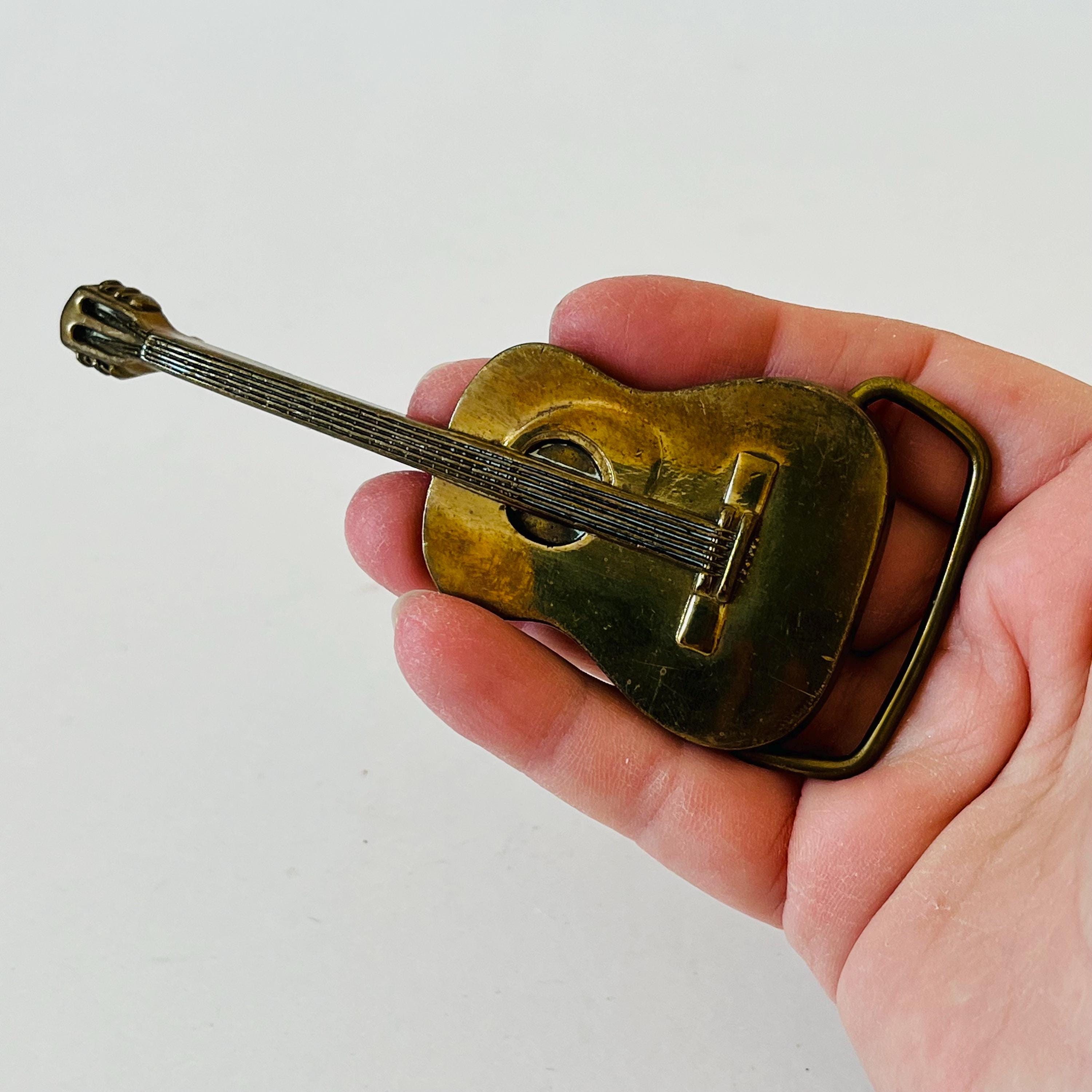 Vintage 1978 Baron Buckles Solid Brass Classic Guitar Belt Buckle