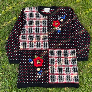 ヴィンテージニット スーザン・ブリストル 手刺繍セーター ウールセーター 1992 90年代ファッション Y2K サイズ M