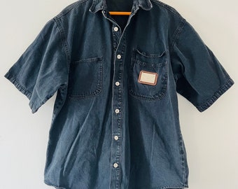 Vintage 90's Style PACO Sports Jeans Thick Denim Shirt Jacket Shacket Size Large Y2K Fashion