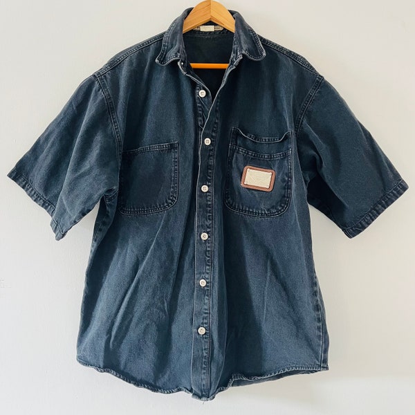 Vintage 90's Style PACO Sports Jeans Thick Denim Shirt Jacket Shacket Size Large Y2K Fashion