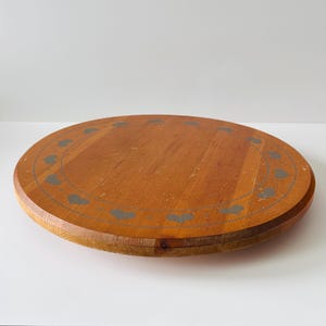 Vintage Hand Made Folk Art Wooden Lazy Susan Serving Board Charcuterie Cheese Tray North Columbia Trading Company Burnaby BC Made in Canada