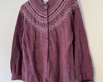 Vintage 90's Northern Reflections Purple Cottagecore Cotton Blend Button Up Cardigan Sweater Y2K Fashion Size XL