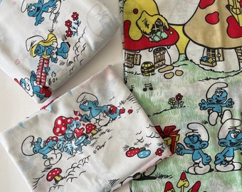 Vintage Smurfs Village Twin Flat Sheet - Etsy