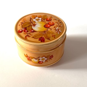 Vintage jaren 60 MCM Sadler Engeland herfst goud keramiek fruit + bloemen herfst/herfst aandenken + sieradendoosje/potje