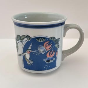 Vintage Otagiri Hummingbird Embossed Coffee Cup Tea Mug Hand Painted Stoneware Mug Made in Japan