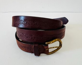Handcrafted Leather Belt W/ Butterfly Embossing, Western  display picture 3