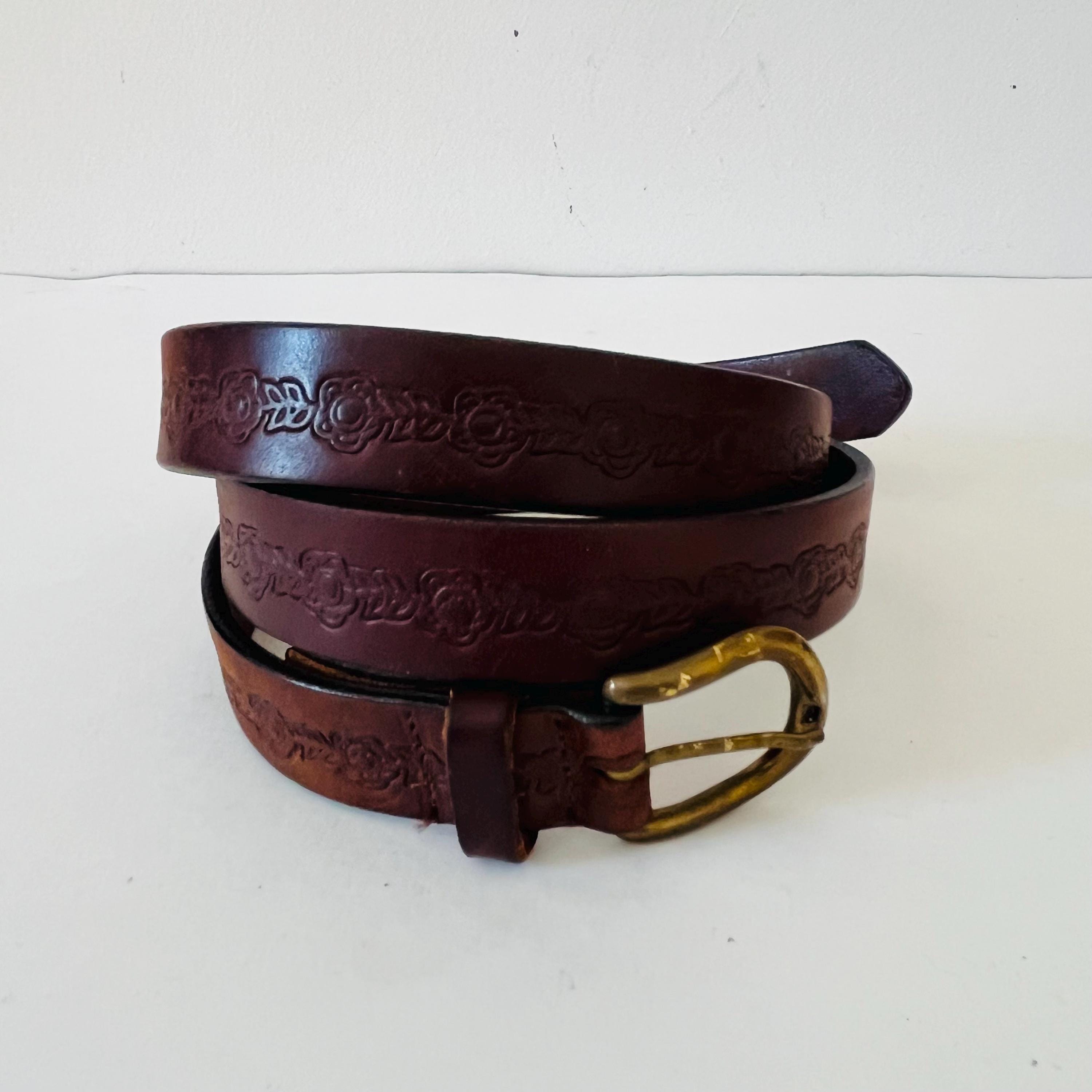 Vintage Style Tooled Bonded Leather Red Belt S‎ Floral Design Western Cowgirl Westerly Drive Red Tooled Belt main image 2