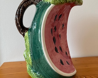 Watermelon Pitcher Made in Italy Hand Painted Vintage Jug Hand Crafted Ceramics La Casa