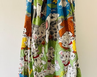 Sábana plana doble vintage de algodón y poliéster de los 101 Dálmatas de Walt Disney, fabricada en Canadá.