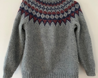 Vintage Hand Knit 100% Lopi Wool Icelandic Sweater Winter Woolen Sweater Jumper Pullover Size Medium
