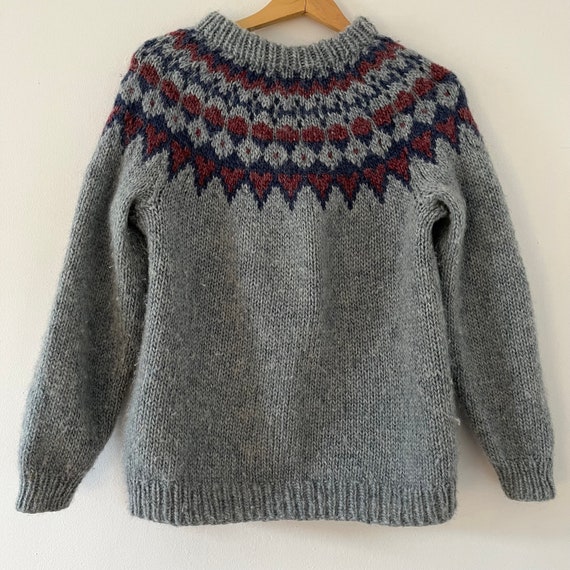 Vintage Hand Knit 100% Lopi Wool Icelandic Sweate… - image 1
