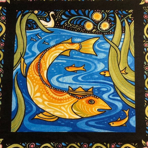 Julie Paschkis Fish Quilt Panel In The Beginning Fabrics